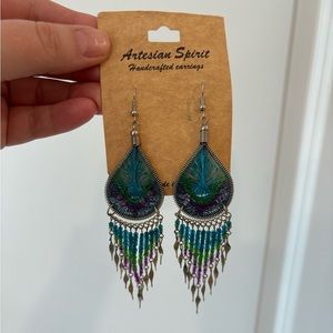 Peacock inspired statement earrings